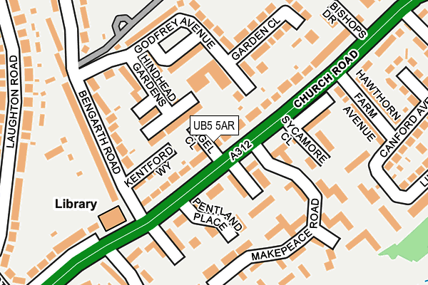 UB5 5AR map - OS OpenMap – Local (Ordnance Survey)