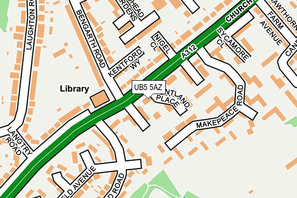 UB5 5AZ map - OS OpenMap – Local (Ordnance Survey)