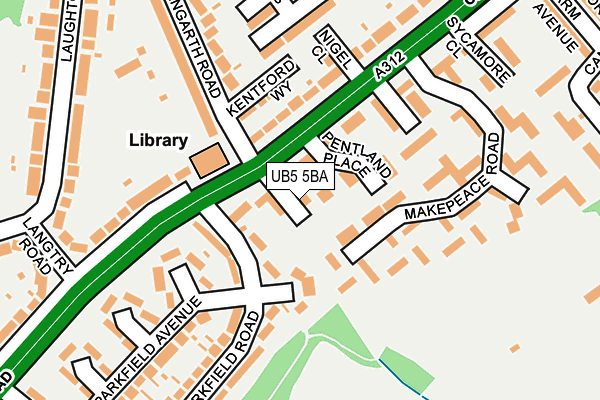 UB5 5BA map - OS OpenMap – Local (Ordnance Survey)