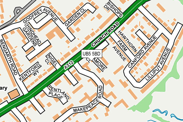 UB5 5BD map - OS OpenMap – Local (Ordnance Survey)