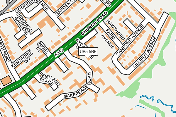 UB5 5BF map - OS OpenMap – Local (Ordnance Survey)