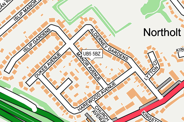 UB5 5BZ map - OS OpenMap – Local (Ordnance Survey)