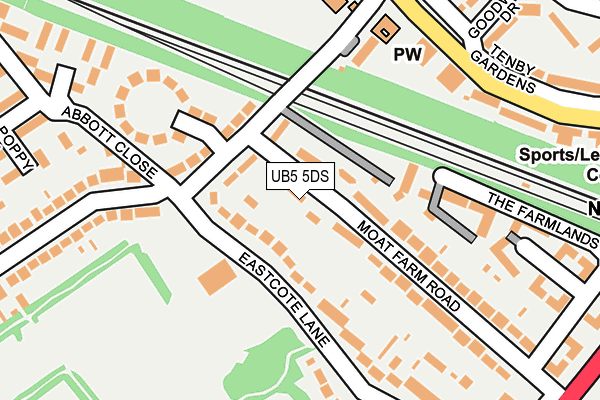 UB5 5DS map - OS OpenMap – Local (Ordnance Survey)