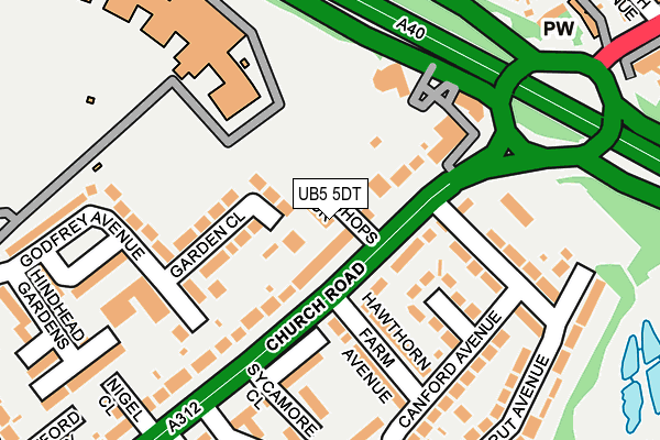 UB5 5DT map - OS OpenMap – Local (Ordnance Survey)