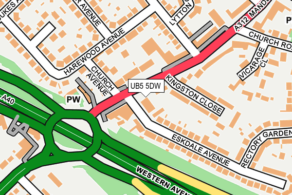 UB5 5DW map - OS OpenMap – Local (Ordnance Survey)