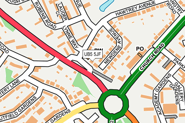 UB5 5JF map - OS OpenMap – Local (Ordnance Survey)