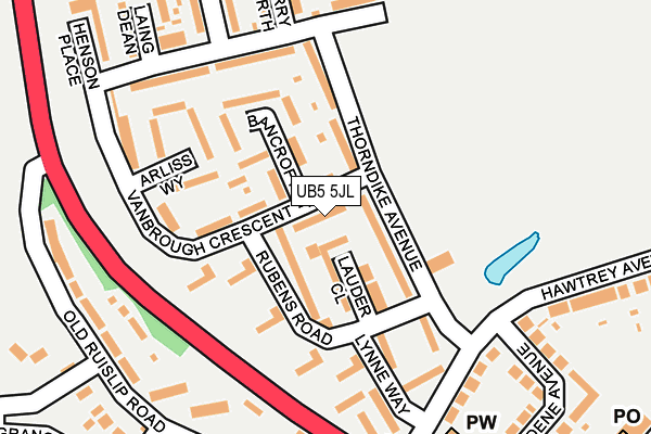 UB5 5JL map - OS OpenMap – Local (Ordnance Survey)