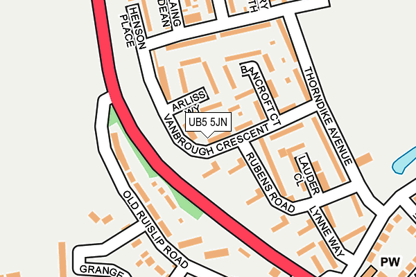 UB5 5JN map - OS OpenMap – Local (Ordnance Survey)