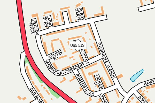 UB5 5JS map - OS OpenMap – Local (Ordnance Survey)