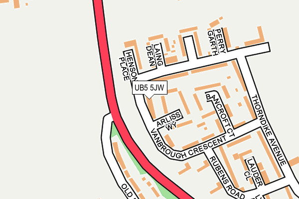 UB5 5JW map - OS OpenMap – Local (Ordnance Survey)