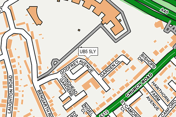 UB5 5LY map - OS OpenMap – Local (Ordnance Survey)