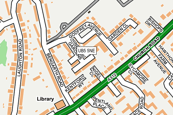 UB5 5NE map - OS OpenMap – Local (Ordnance Survey)