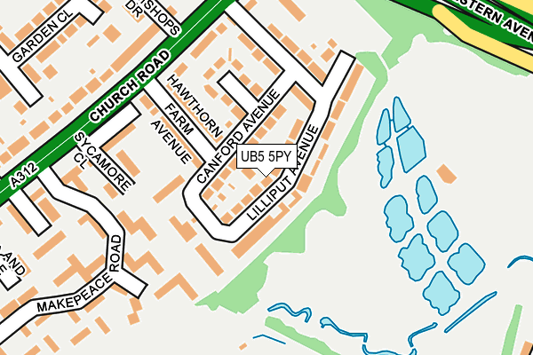 UB5 5PY map - OS OpenMap – Local (Ordnance Survey)