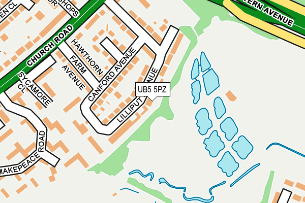 UB5 5PZ map - OS OpenMap – Local (Ordnance Survey)