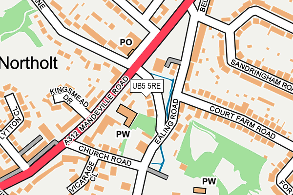 UB5 5RE map - OS OpenMap – Local (Ordnance Survey)