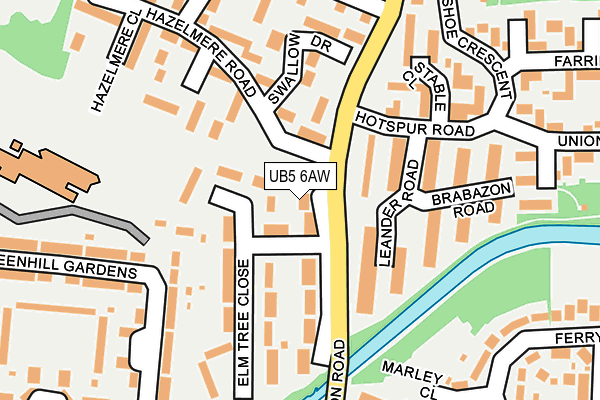 UB5 6AW map - OS OpenMap – Local (Ordnance Survey)