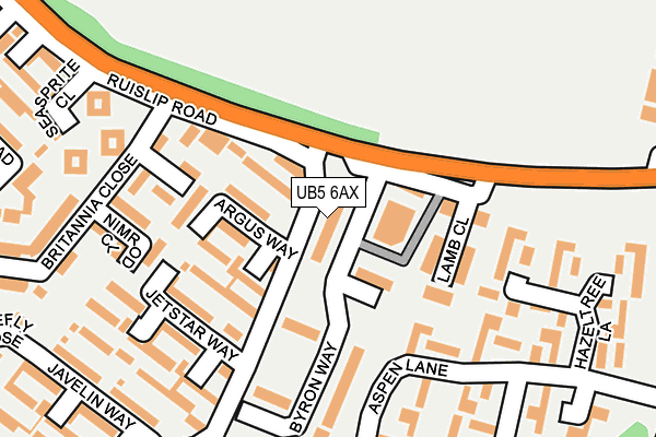 UB5 6AX map - OS OpenMap – Local (Ordnance Survey)