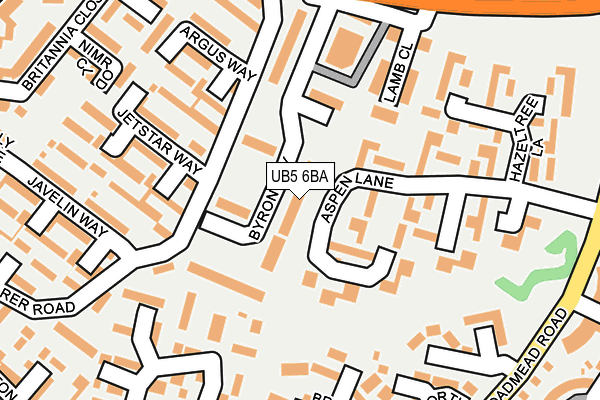 UB5 6BA map - OS OpenMap – Local (Ordnance Survey)