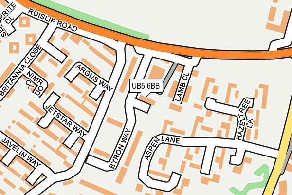 UB5 6BB map - OS OpenMap – Local (Ordnance Survey)