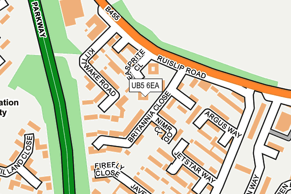 UB5 6EA map - OS OpenMap – Local (Ordnance Survey)