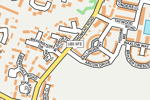 UB5 6FE map - OS OpenMap – Local (Ordnance Survey)