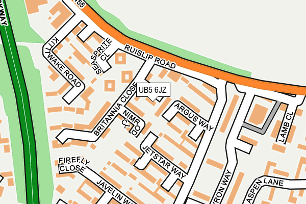 UB5 6JZ map - OS OpenMap – Local (Ordnance Survey)
