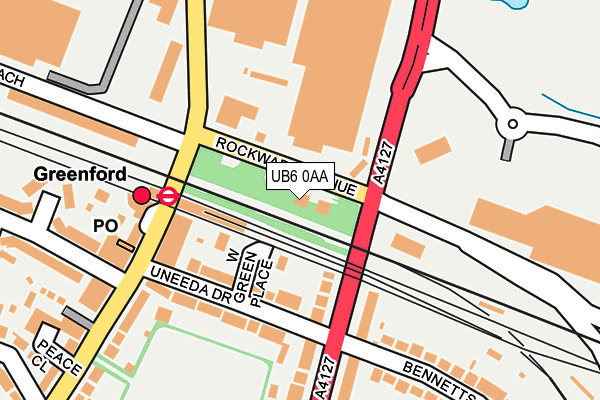 UB6 0AA map - OS OpenMap – Local (Ordnance Survey)