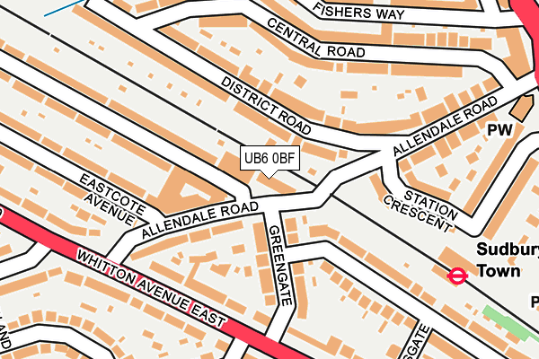 UB6 0BF map - OS OpenMap – Local (Ordnance Survey)