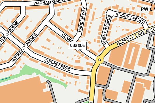 UB6 0DE map - OS OpenMap – Local (Ordnance Survey)