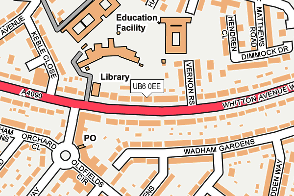 UB6 0EE map - OS OpenMap – Local (Ordnance Survey)
