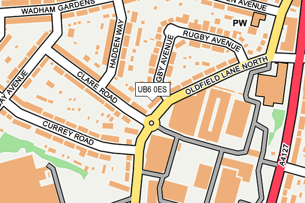 UB6 0ES map - OS OpenMap – Local (Ordnance Survey)