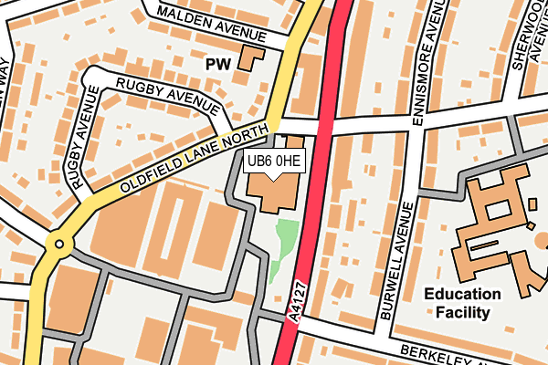 UB6 0HE map - OS OpenMap – Local (Ordnance Survey)