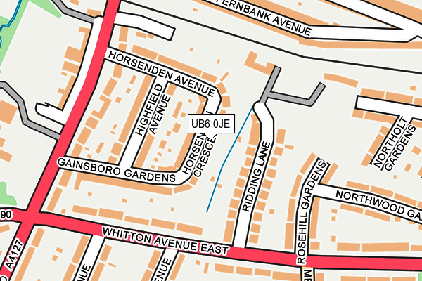 UB6 0JE map - OS OpenMap – Local (Ordnance Survey)