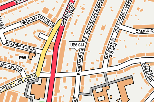 UB6 0JJ map - OS OpenMap – Local (Ordnance Survey)