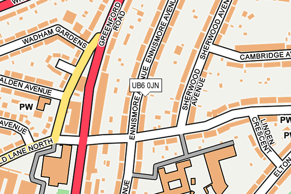 UB6 0JN map - OS OpenMap – Local (Ordnance Survey)