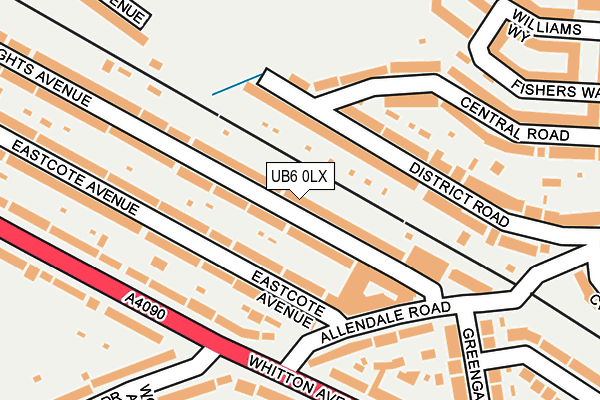 UB6 0LX map - OS OpenMap – Local (Ordnance Survey)