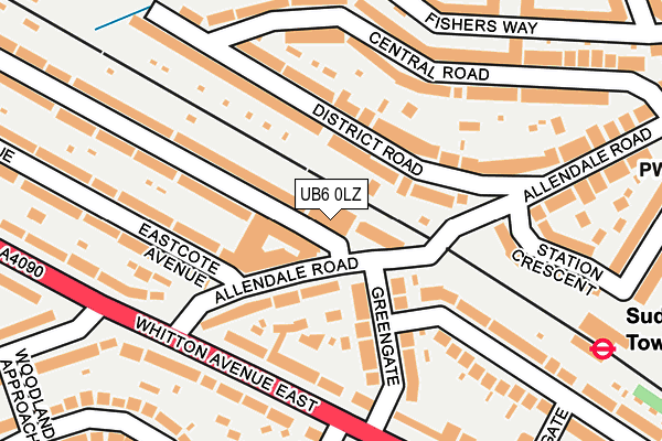UB6 0LZ map - OS OpenMap – Local (Ordnance Survey)