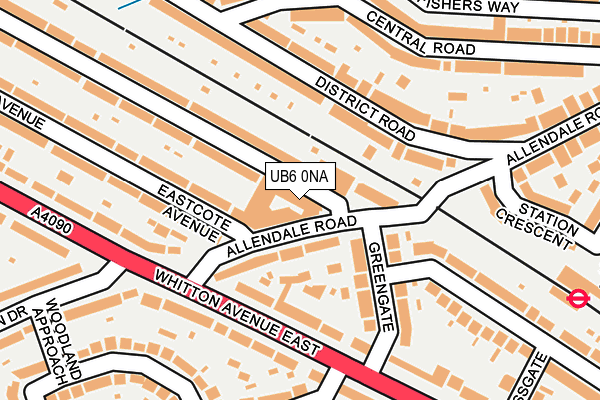 UB6 0NA map - OS OpenMap – Local (Ordnance Survey)