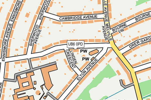 UB6 0PD map - OS OpenMap – Local (Ordnance Survey)