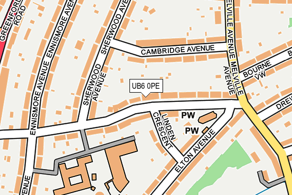 UB6 0PE map - OS OpenMap – Local (Ordnance Survey)