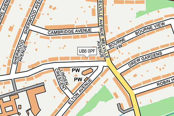 UB6 0PF map - OS OpenMap – Local (Ordnance Survey)