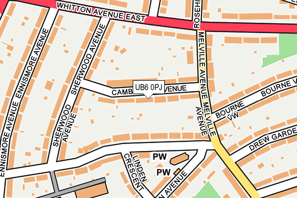 UB6 0PJ map - OS OpenMap – Local (Ordnance Survey)