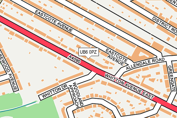 UB6 0PZ map - OS OpenMap – Local (Ordnance Survey)
