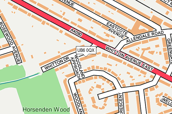 UB6 0QX map - OS OpenMap – Local (Ordnance Survey)