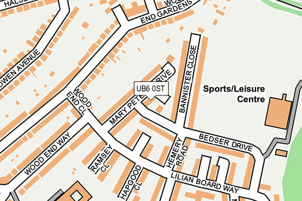 UB6 0ST map - OS OpenMap – Local (Ordnance Survey)