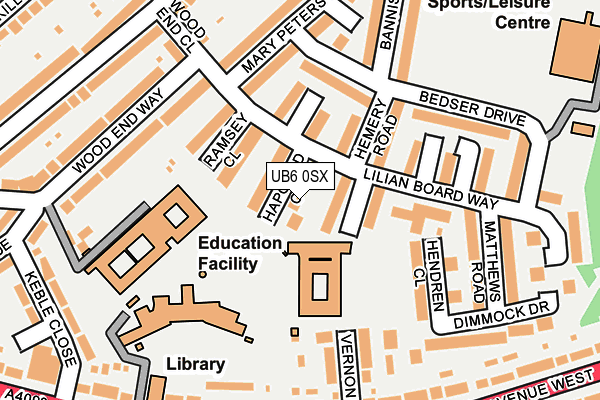 UB6 0SX map - OS OpenMap – Local (Ordnance Survey)