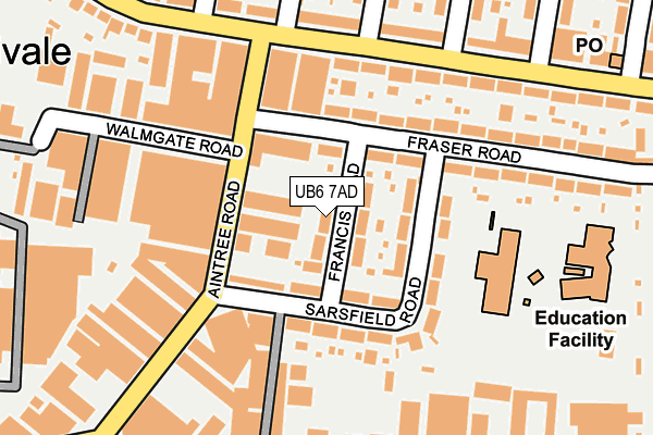 UB6 7AD map - OS OpenMap – Local (Ordnance Survey)