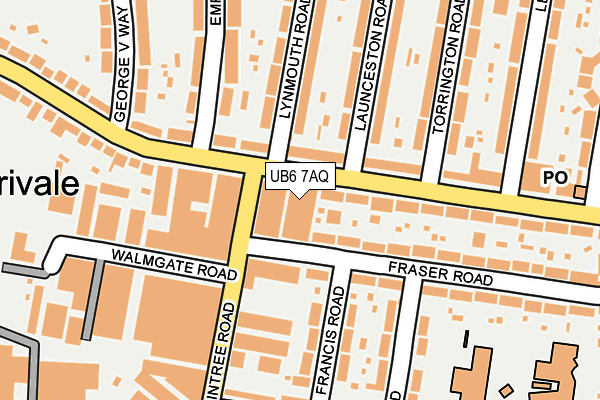 UB6 7AQ map - OS OpenMap – Local (Ordnance Survey)