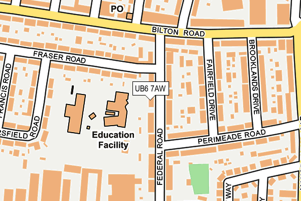 UB6 7AW map - OS OpenMap – Local (Ordnance Survey)