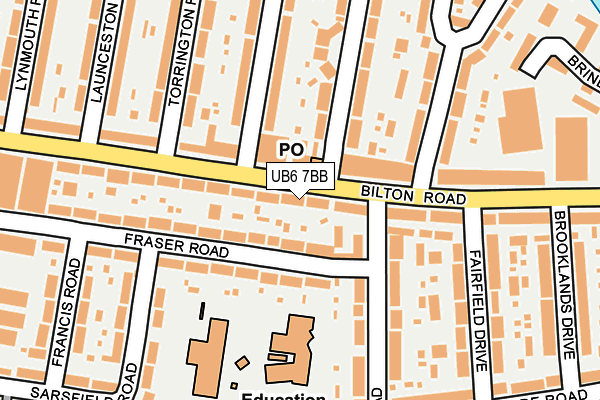 UB6 7BB map - OS OpenMap – Local (Ordnance Survey)